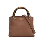 Gucci Bamboo Shopper Leather Solid Letter Logo Bamboo Handle Tote Bag Crossbody Bag 250404781134764