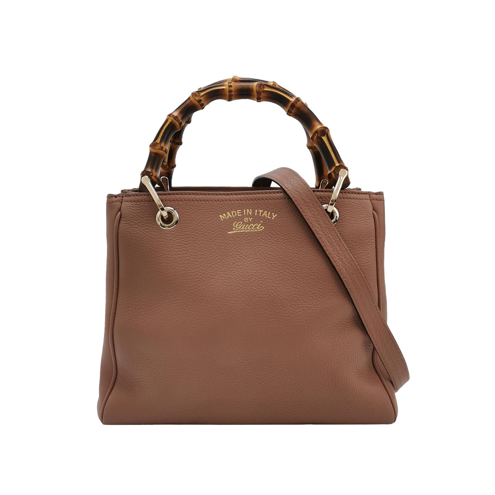 Gucci Bamboo Shopper Leather Solid Letter Logo Bamboo Handle Tote Bag Crossbody Bag 250404781134764
