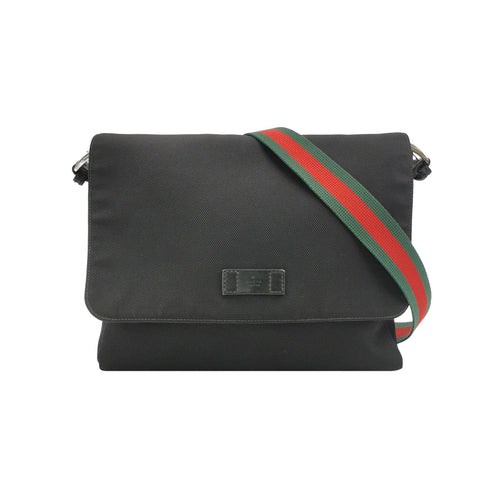 Gucci Leather Nylon Solid Letter Logo Crossbody Shoulder Bag 250402781132065