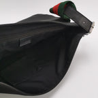 Gucci Leather Nylon Fabric Striped Strap Logo Flap Crossbody Shoulder Bag 250331781129040