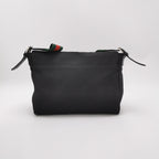Gucci Leather Nylon Fabric Striped Strap Logo Flap Crossbody Shoulder Bag 250331781129040
