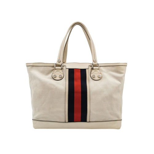 Gucci Leather Canvas Nylon Striped Tote Bag 250329781126203