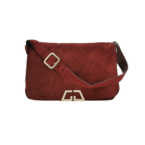 Gucci Suede Solid Flap Shoulder Bag 037852900186