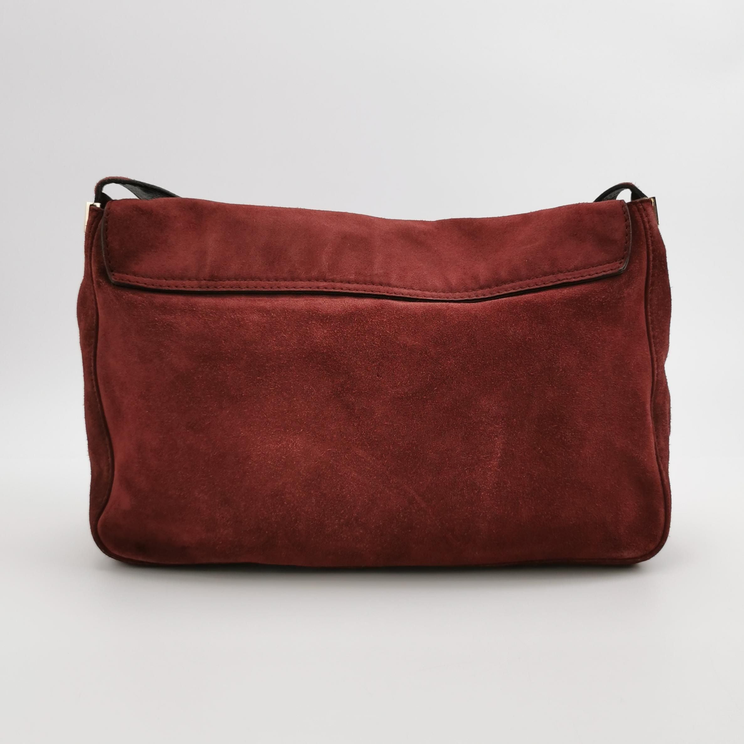 Gucci Suede Solid Flap Shoulder Bag 037852900186