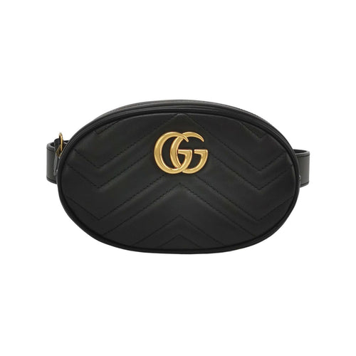 Gucci GG Marmont Small Leather Quilted GG Logo Round Waist Bag Chest Bag 250327781123286