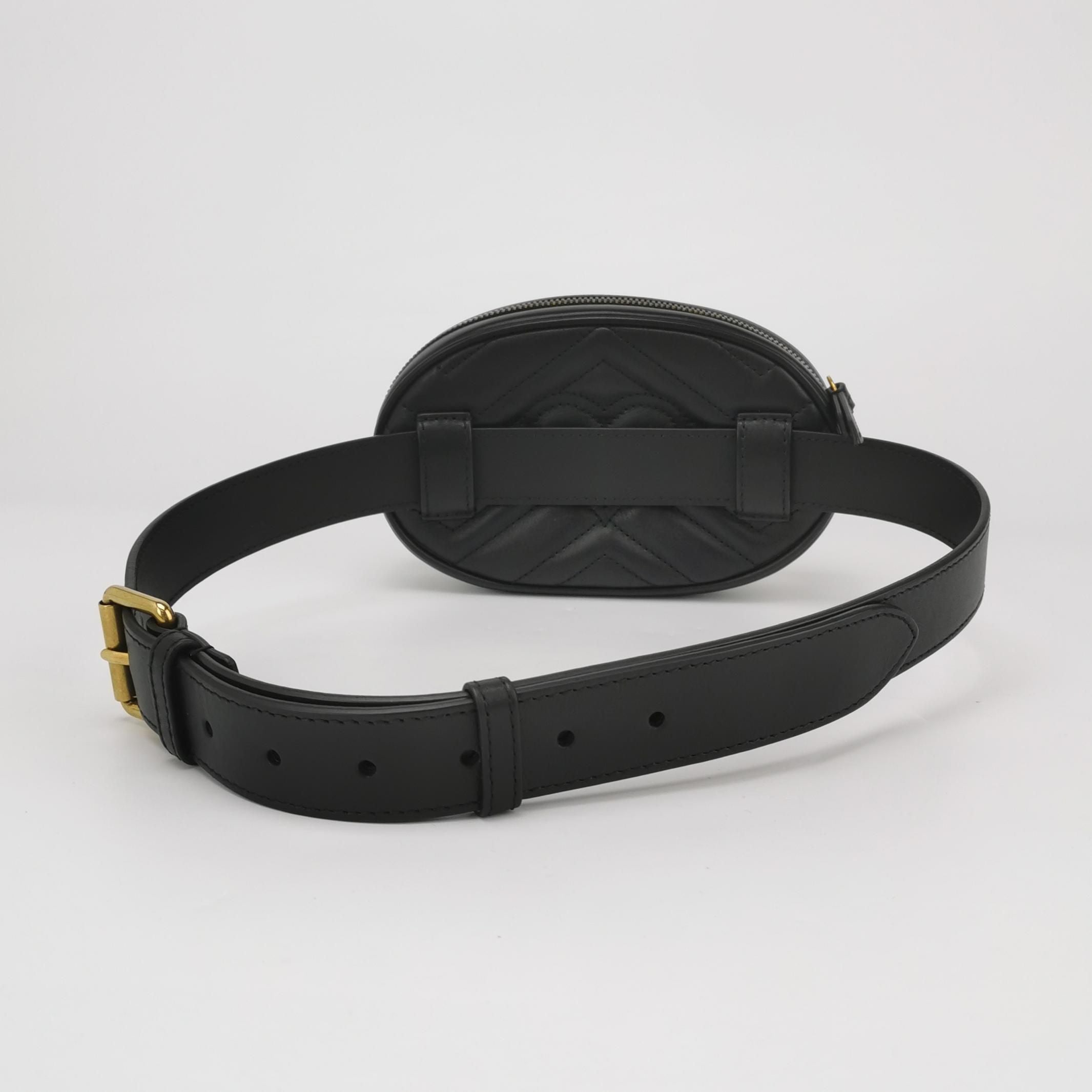 Gucci GG Marmont Small Leather Quilted GG Logo Round Waist Bag Chest Bag 250327781123286