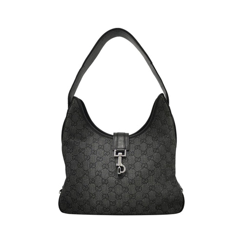 Gucci Jackie Leather and Canvas GG Monogram Metal Buckle Vintage Shoulder Bag 250322781116517