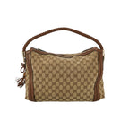 Gucci Bella Series Leather Canvas GG Monogram Fringe Shoulder Bag 250325781120622