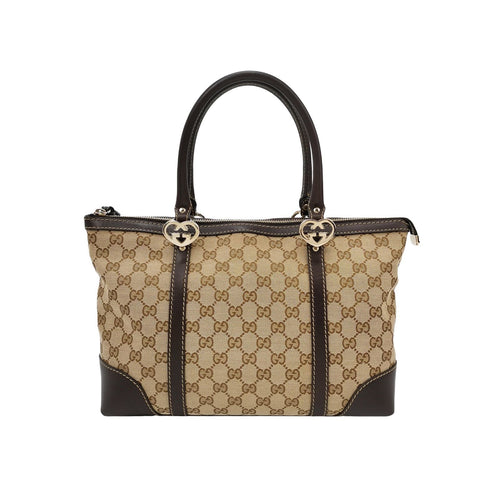 Gucci Lovely Leather and Canvas GG Monogram Heart GG Logo Tote Bag 250321781114434