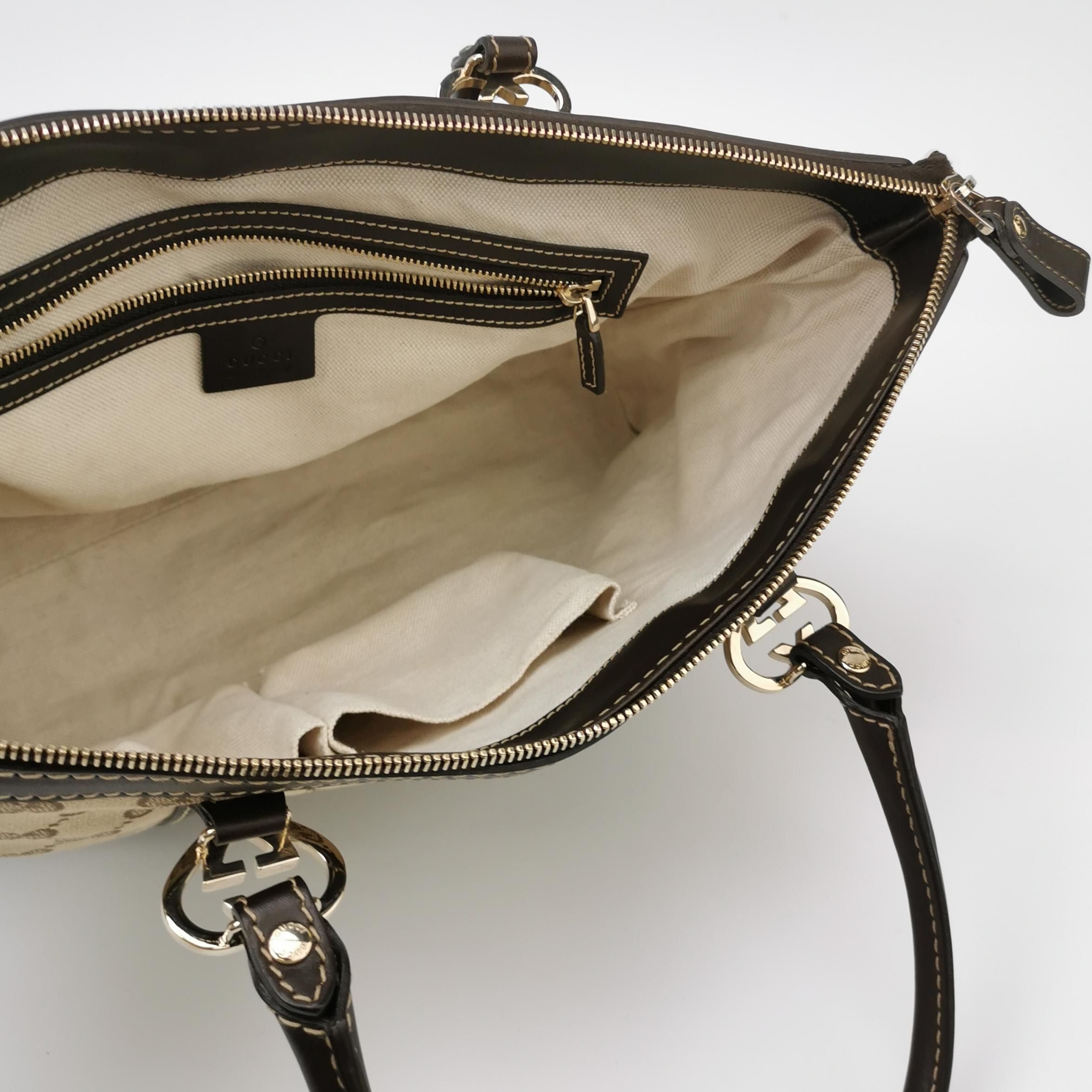 Gucci Lovely Leather and Canvas GG Monogram Heart GG Logo Tote Bag 250321781114434