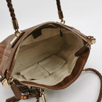 Gucci Bella Series Leather Bow Decorated Woven Handle Shoulder Bag 250318781110767