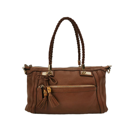 Gucci Bella Series Leather Bow Decorated Woven Handle Shoulder Bag 250318781110767