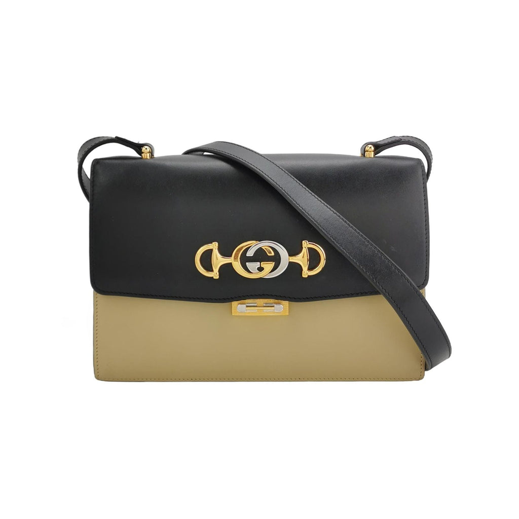 Gucci Zumi Leather Two-Tone GG Horsebit Flap Crossbody Shoulder Bag 250319781112471