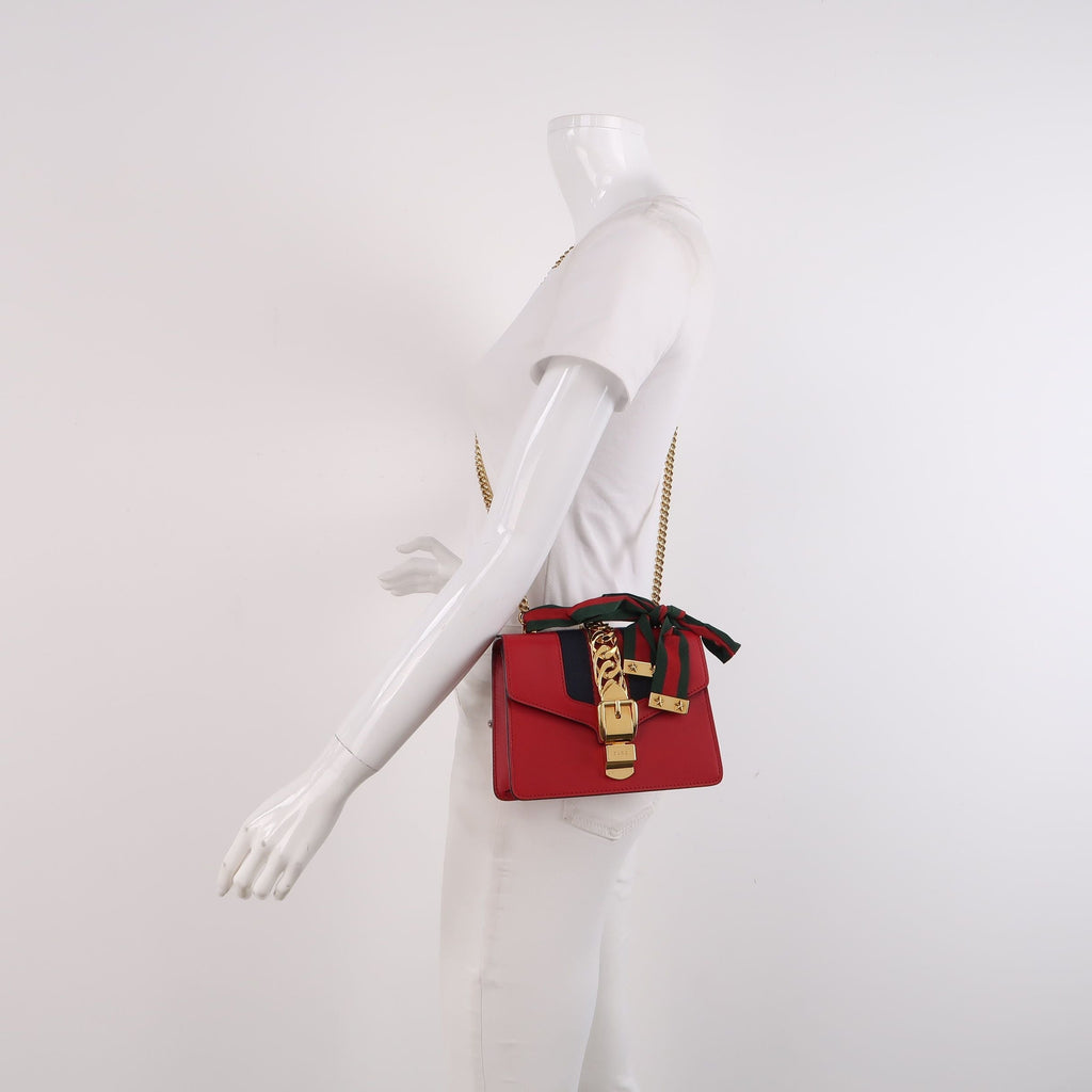 Gucci Sylvie Mini Leather Crossbody Bag 037851700351