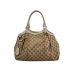 Gucci Sukey Leather Canvas GG Monogram Shoulder Bag 250314781104196