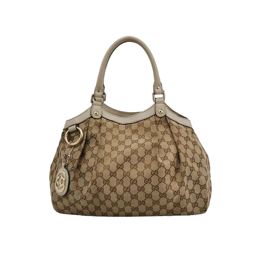Gucci Sukey Leather Canvas GG Monogram Shoulder Bag 250314781104196