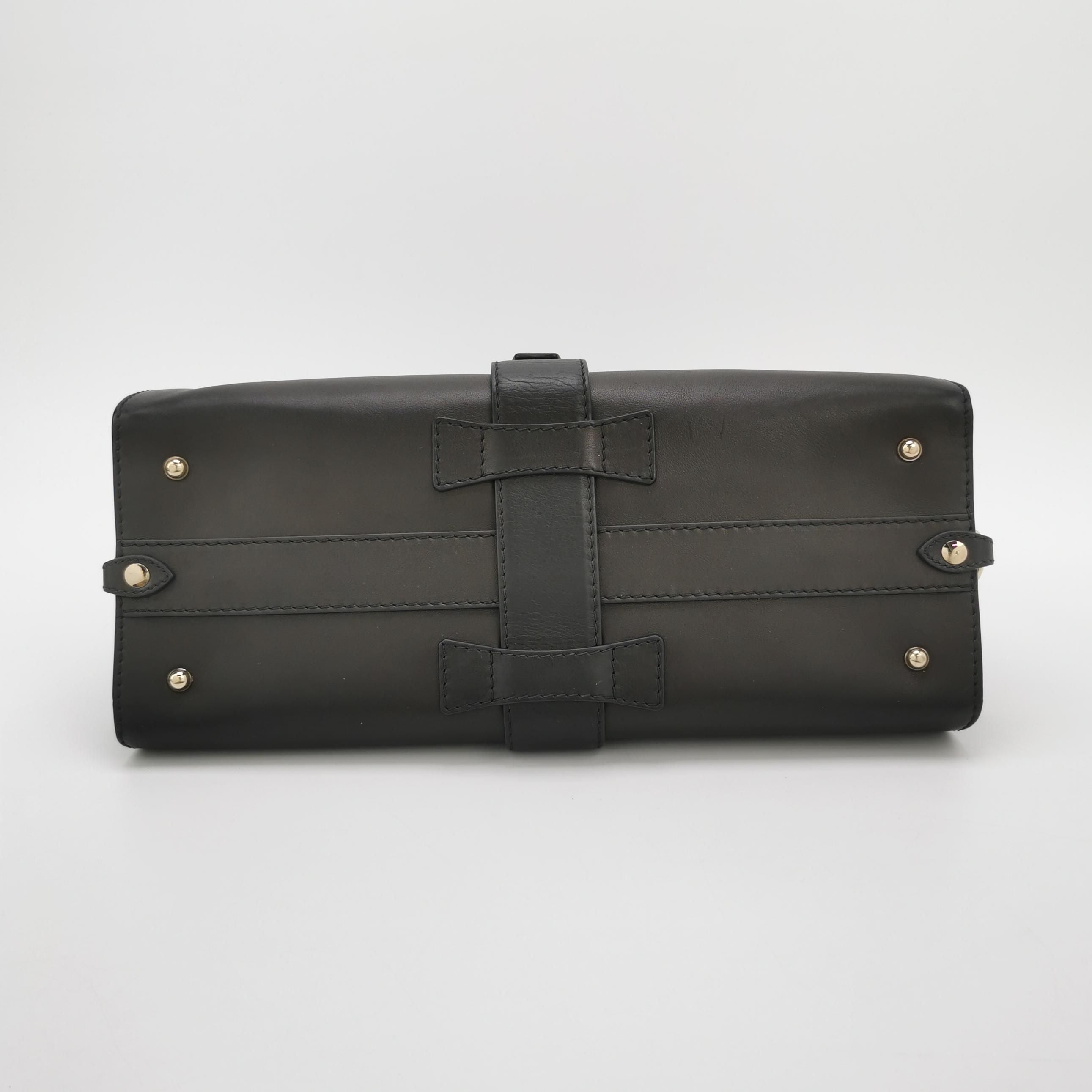Gucci Leather Solid Snap Top Handle Bag 250316781107328