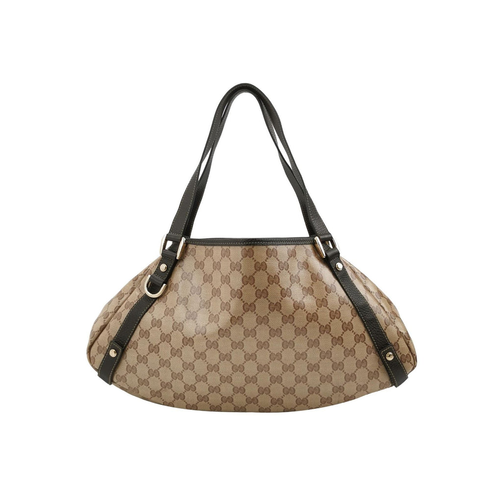 Gucci Abbey Leather Coated Canvas GG Monogram D-Ring Shoulder Bag 250314781104125