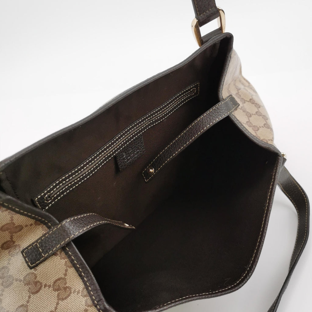 Gucci Abbey Leather Coated Canvas GG Monogram D-Ring Shoulder Bag 250314781104125