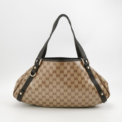 Gucci Abbey Leather Coated Canvas GG Monogram D-Ring Shoulder Bag 250314781104125