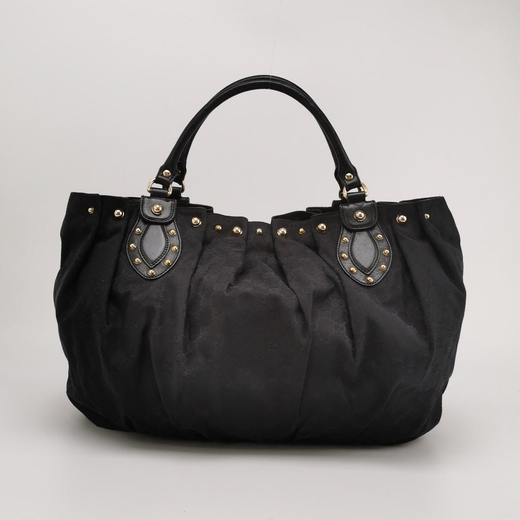 Gucci Leather Canvas GG Monogram Studded Shoulder Bag 250314781104959