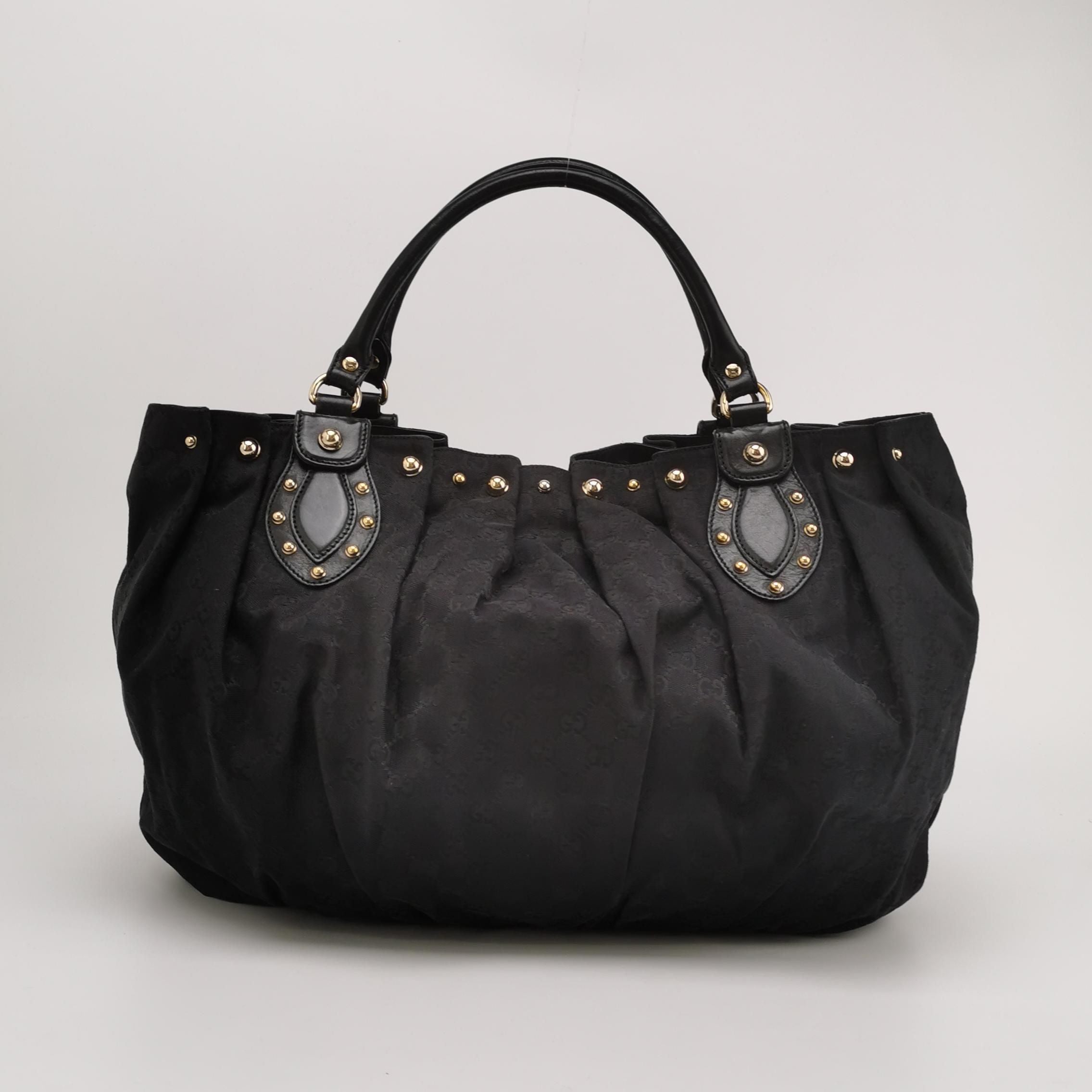 Gucci Leather Canvas GG Monogram Studded Shoulder Bag 250314781104959