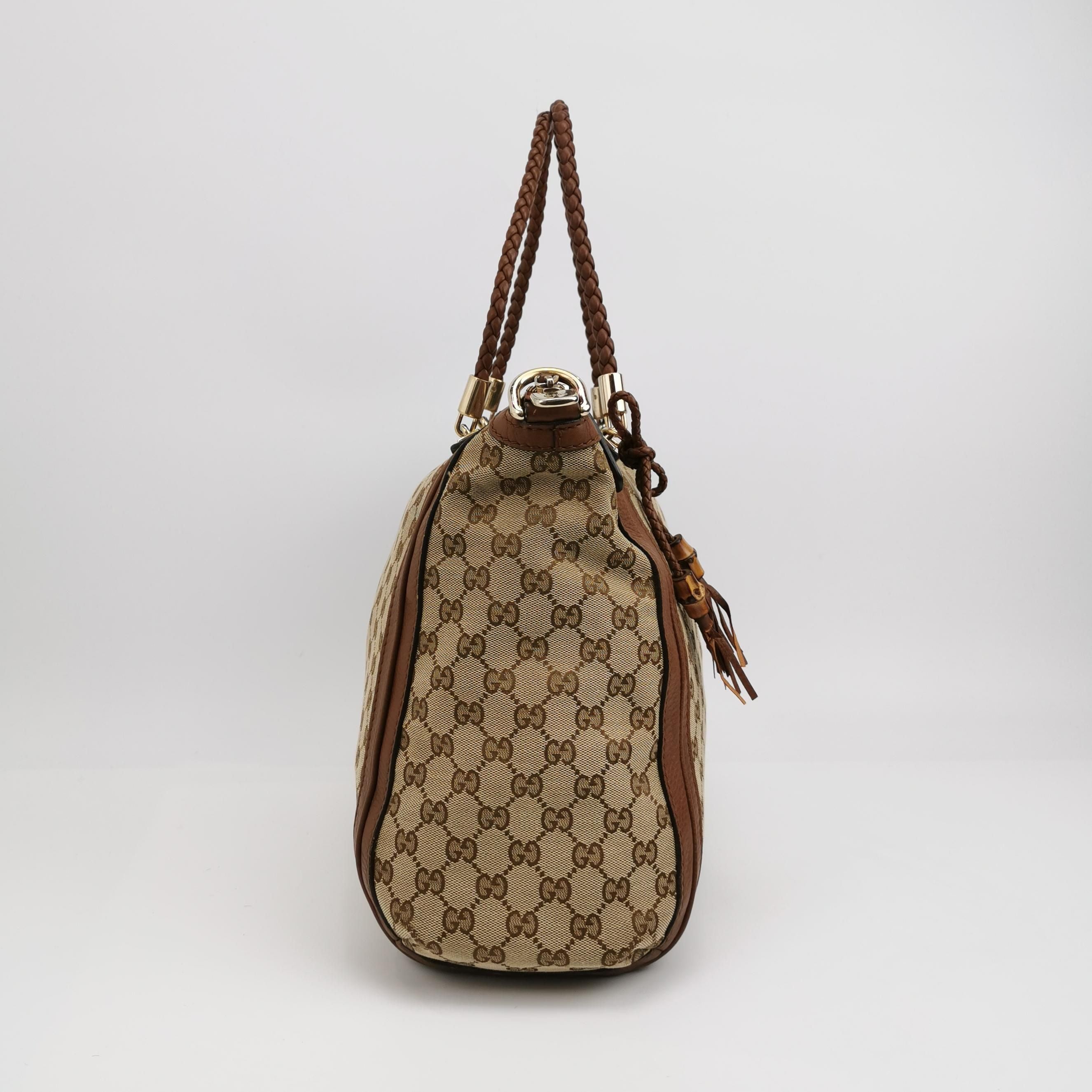 Gucci GG Canvas and Leather Tassel Shoulder Bag 250313781103891