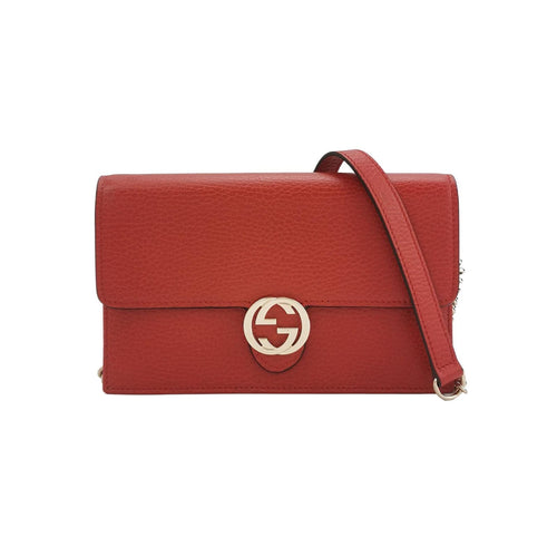 Gucci Interlocking G Leather Solid Flap Crossbody Bag 037851300595