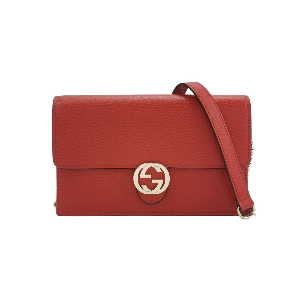 Gucci Interlocking G Leather Solid Flap Crossbody Bag 037851300595