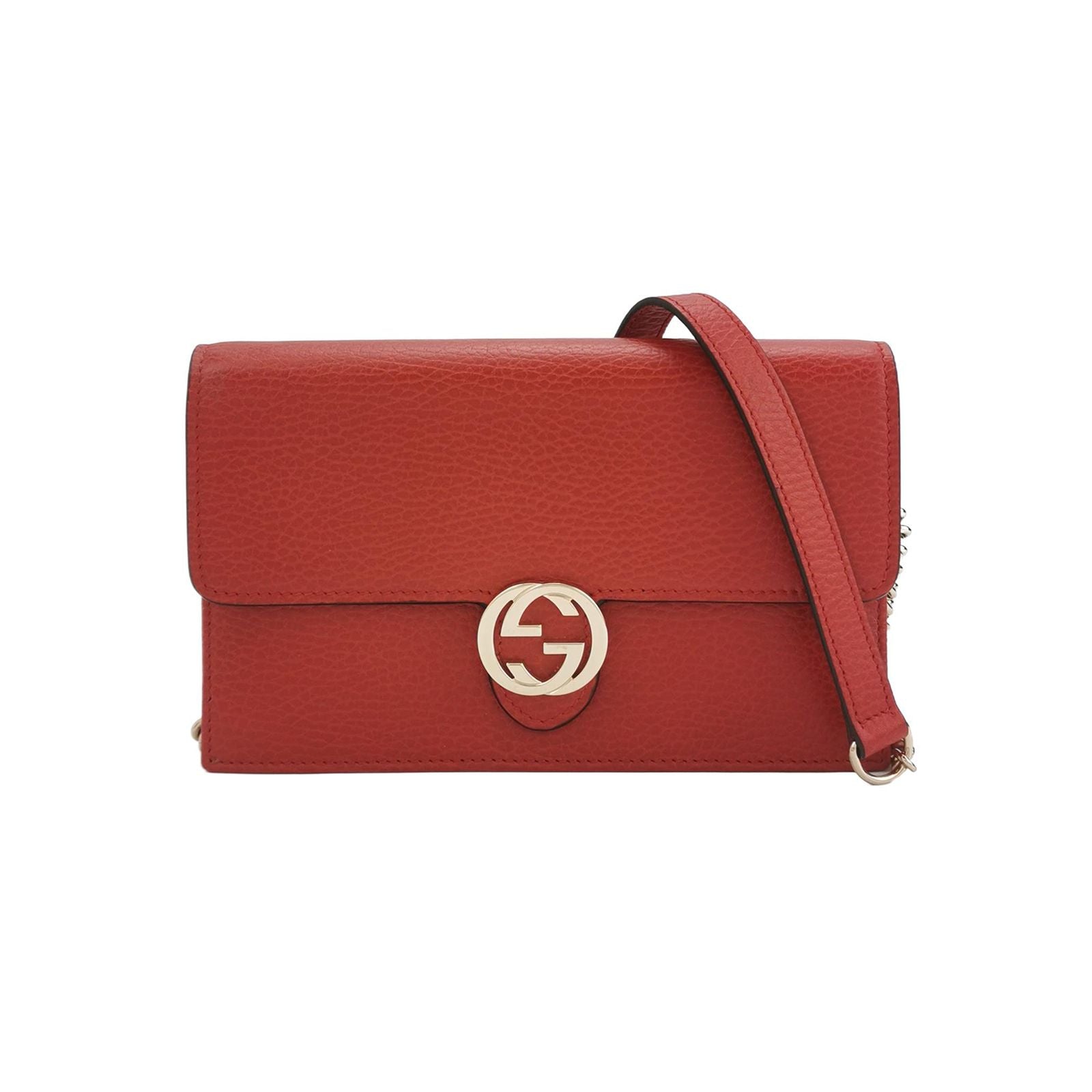 Gucci Interlocking G Leather Solid Flap Crossbody Bag 037851300595