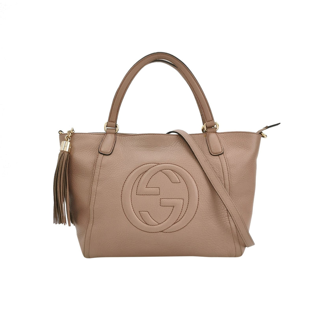 Gucci Soho Leather Tassel Decor GG Embossed Crossbody Shoulder Bag 250313781103898