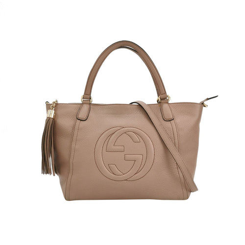 Gucci Soho Leather Tassel Decor GG Embossed Crossbody Shoulder Bag 250313781103898