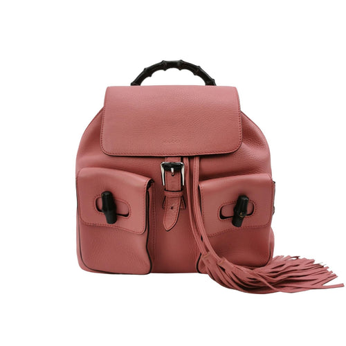 Gucci Calfskin Solid Bamboo Buckle Fringe Backpack 250310781098493