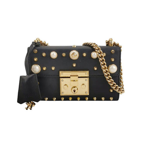 Gucci Padlock Small Leather GG Pearl Studded Shoulder Bag 250308781096312