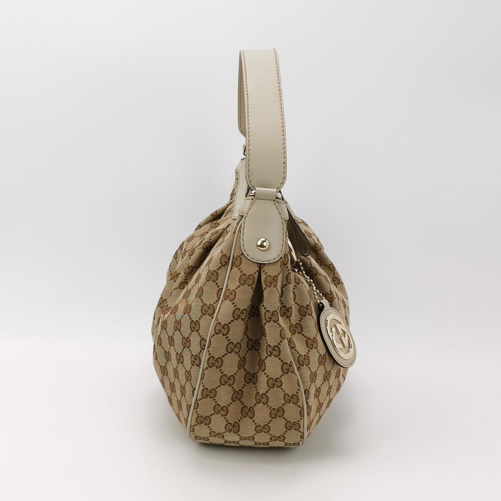 Gucci Sukey Leather and Canvas GG Monogram Shoulder Bag 250307781095386