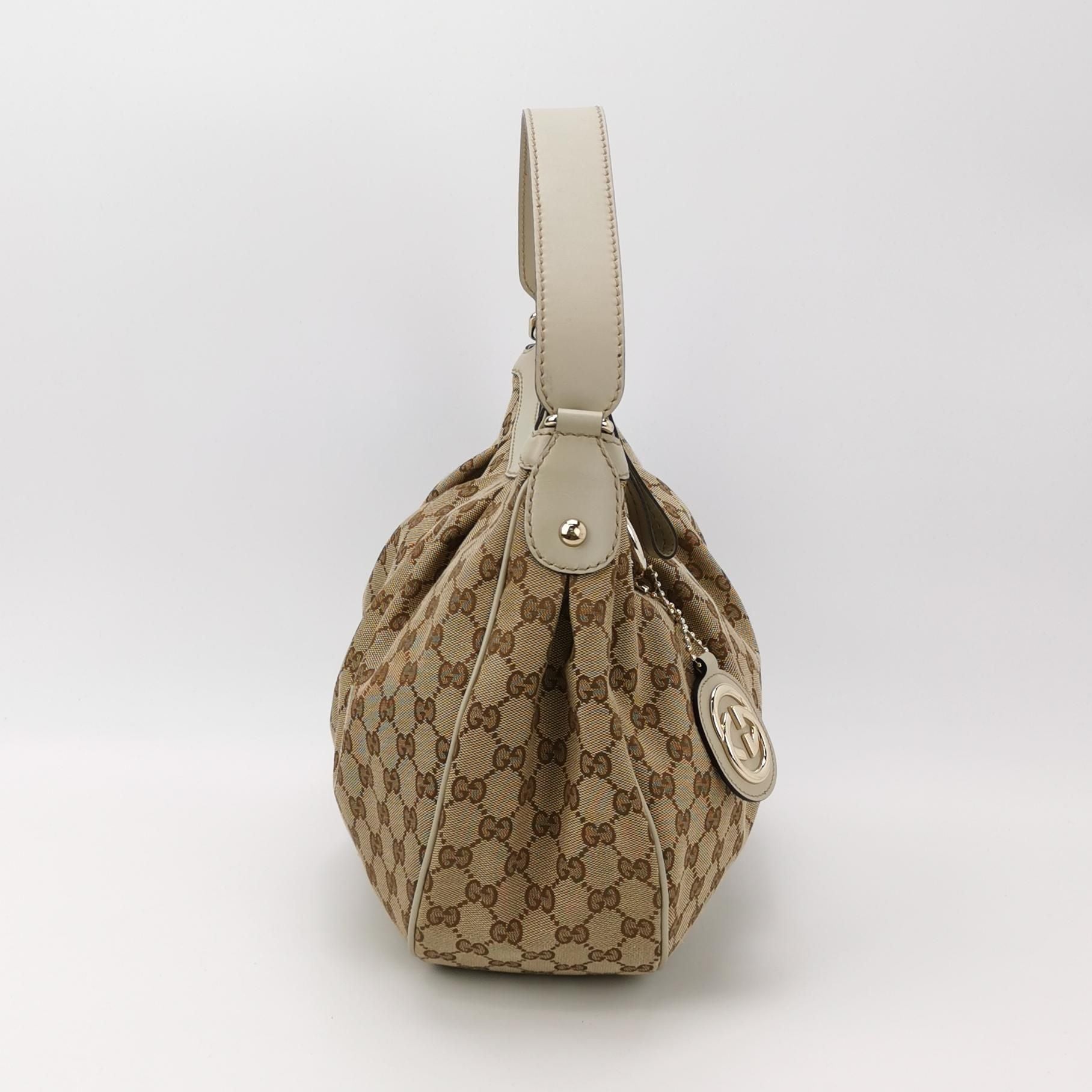 Gucci Sukey Leather and Canvas GG Monogram Shoulder Bag 250307781095386