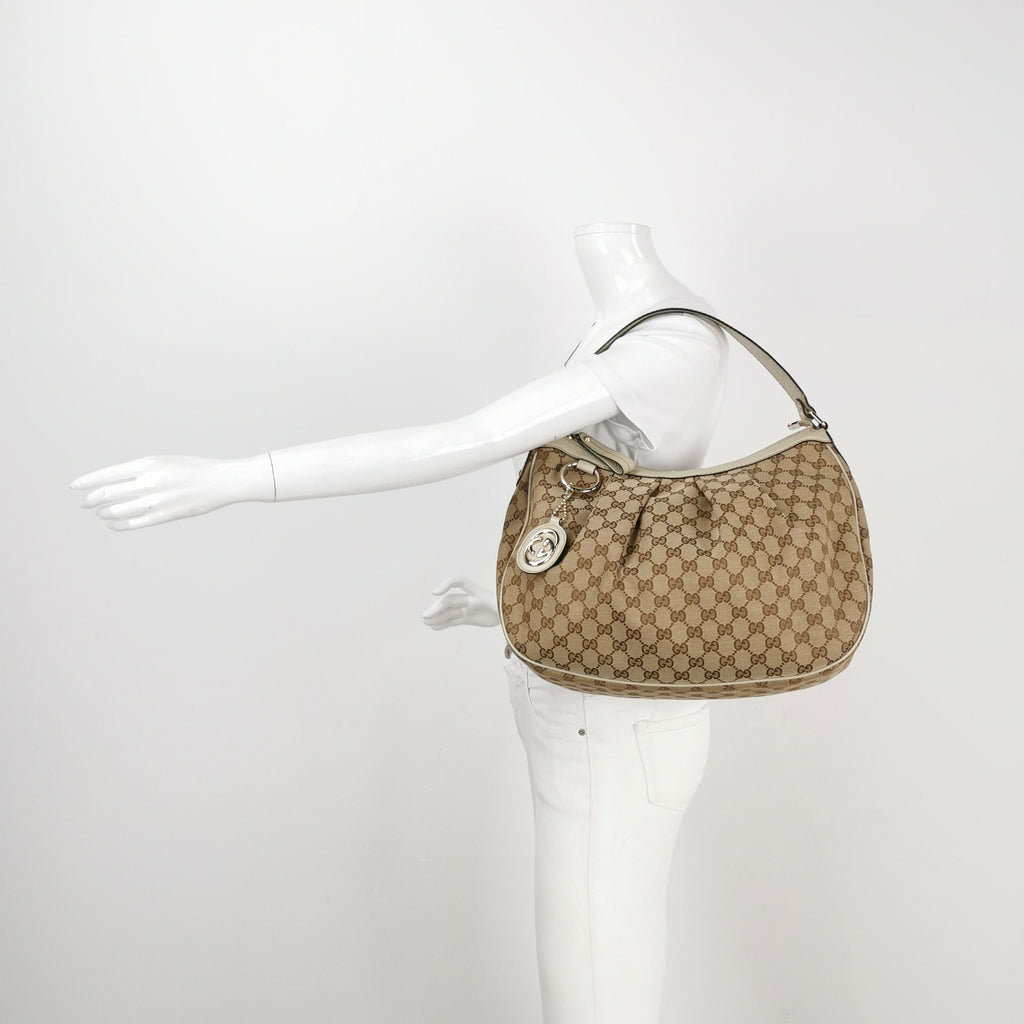 Gucci Sukey Leather and Canvas GG Monogram Shoulder Bag 250307781095386