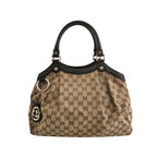 Gucci Sukey Medium Leather Canvas GG Print Shoulder Bag 250308781096028