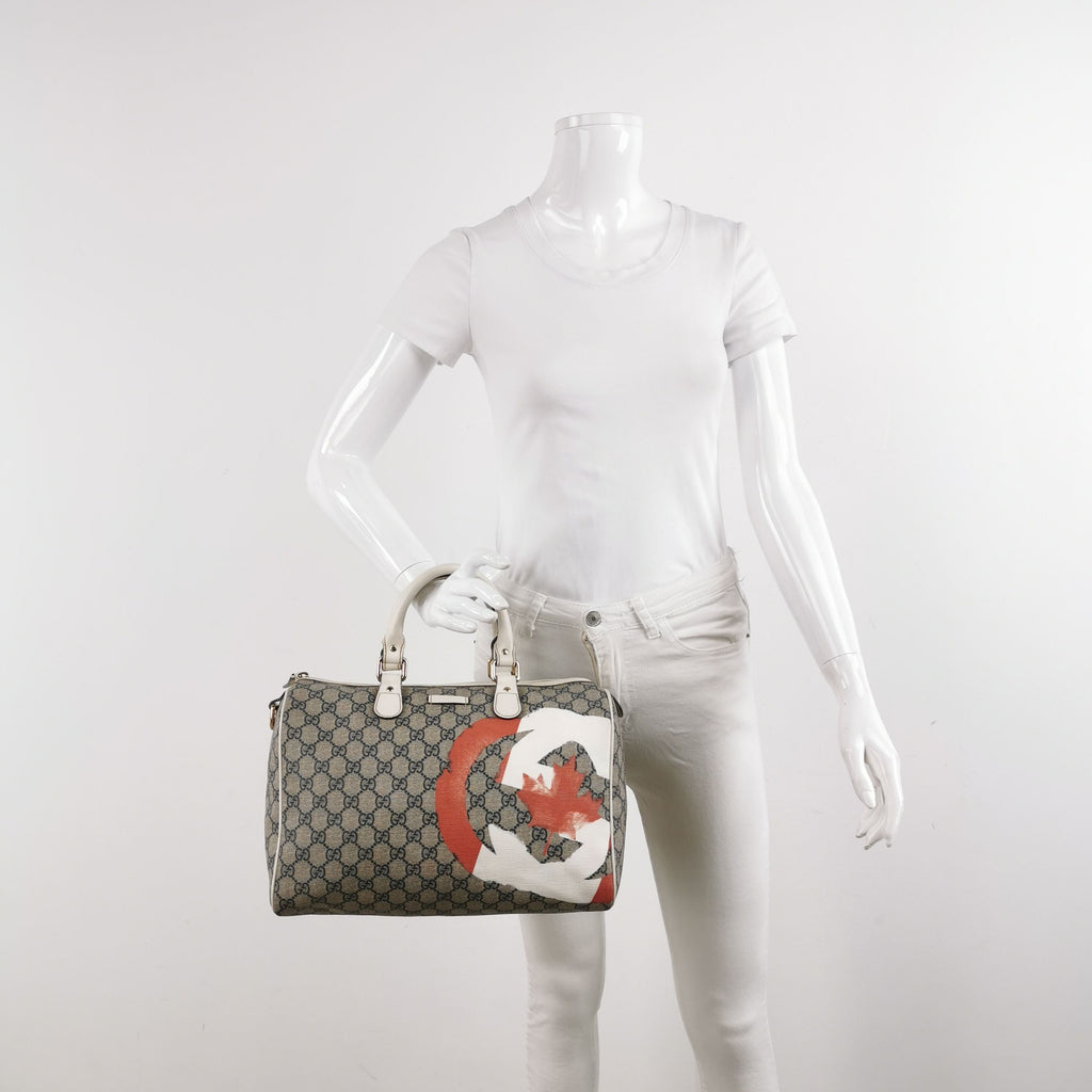 Gucci Leather GG Monogram Maple Leaf Print Handbag 250308781096069