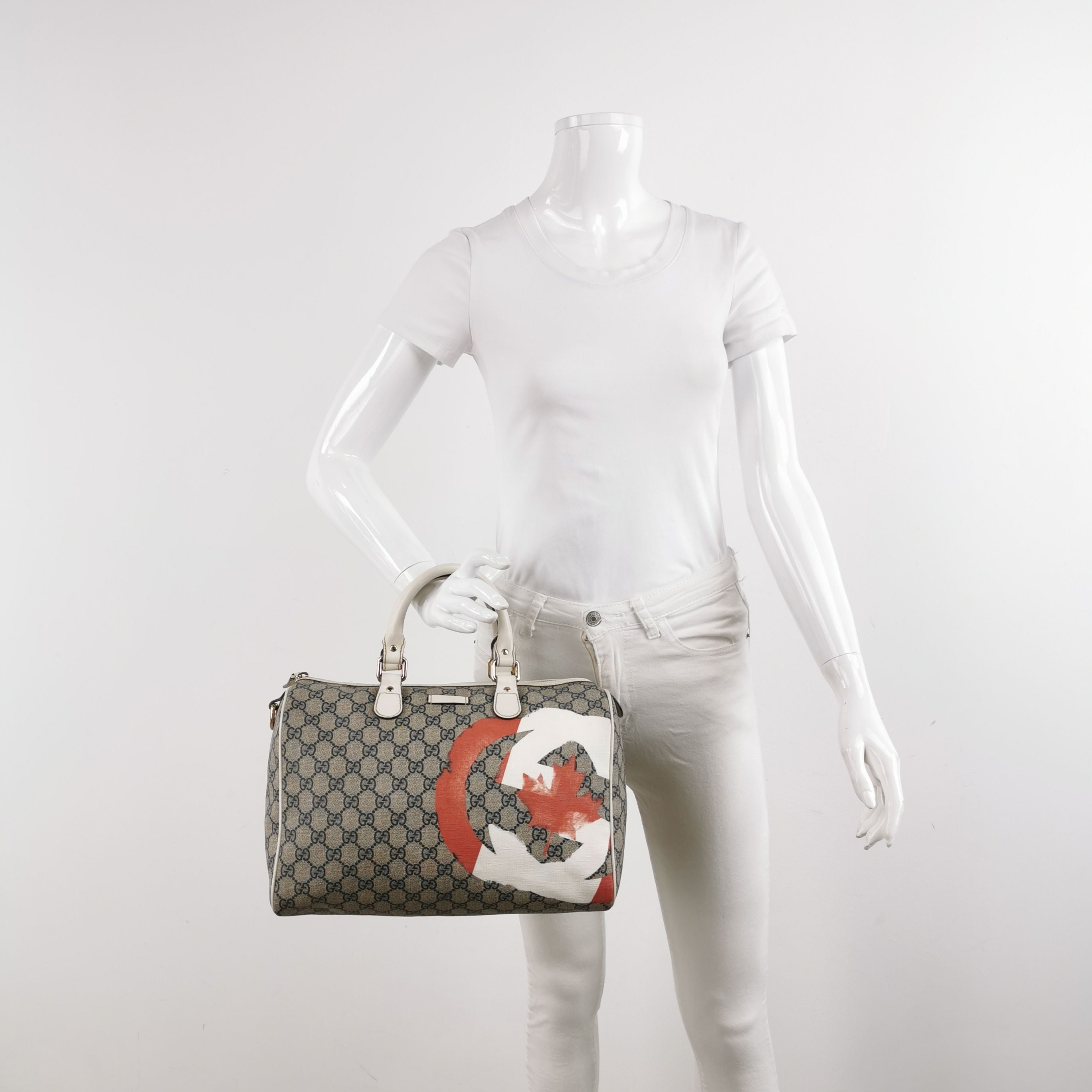 Gucci Leather GG Monogram Maple Leaf Print Handbag 250308781096069