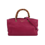 Gucci Miss Bamboo Large Leather Shoulder Bag with Logo and Bamboo Handle 250304781091072