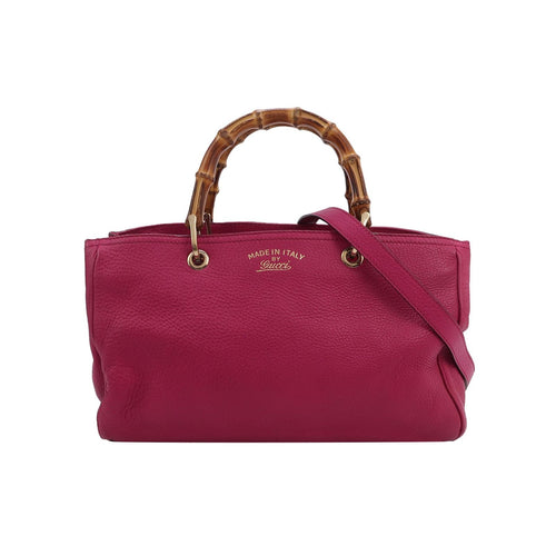 Gucci Miss Bamboo Large Leather Shoulder Bag with Logo and Bamboo Handle 250304781091072