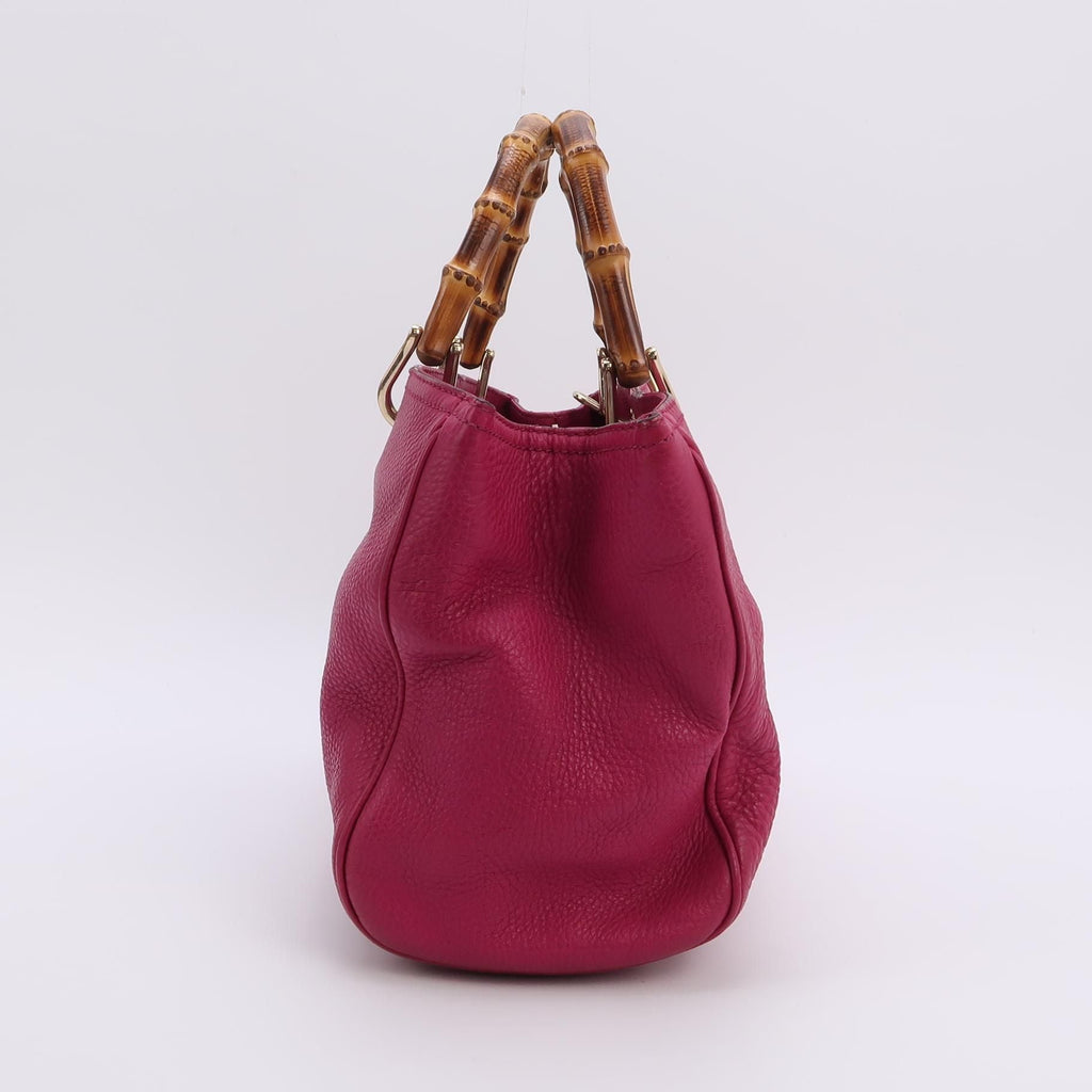 Gucci Miss Bamboo Large Leather Shoulder Bag with Logo and Bamboo Handle 250304781091072