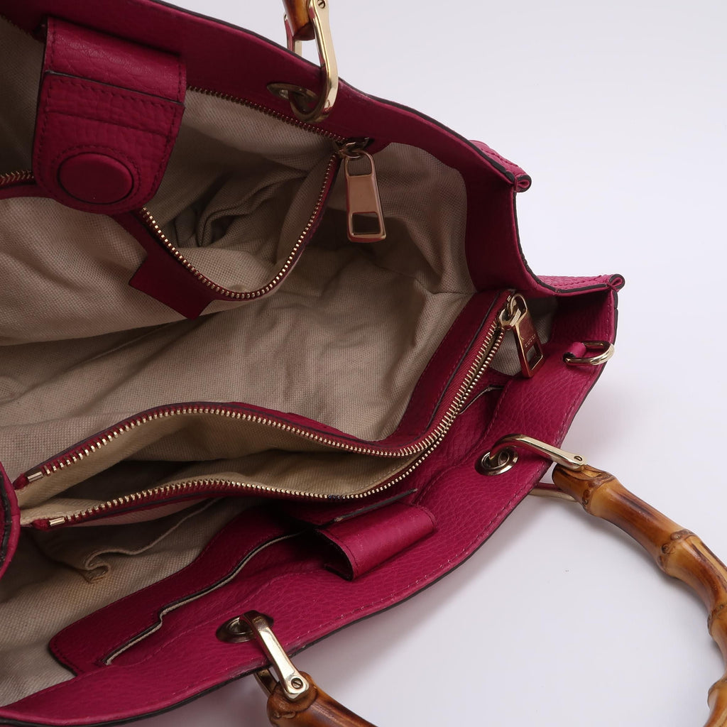 Gucci Miss Bamboo Large Leather Shoulder Bag with Logo and Bamboo Handle 250304781091072