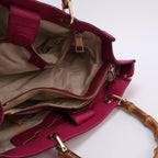 Gucci Miss Bamboo Large Leather Shoulder Bag with Logo and Bamboo Handle 250304781091072