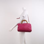 Gucci Miss Bamboo Large Leather Shoulder Bag with Logo and Bamboo Handle 250304781091072