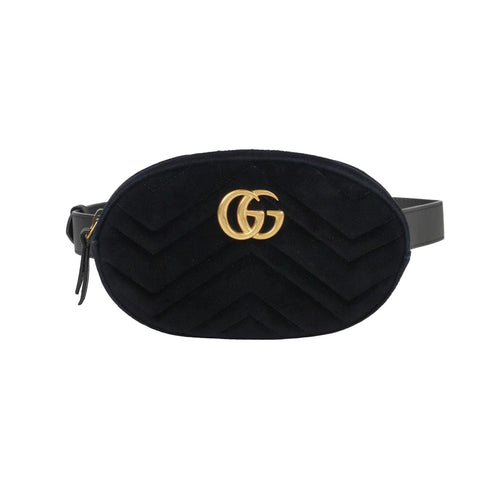 Gucci GG Marmont Small Leather and Suede V-stitched GG Logo Round Waist Bag Chest Bag 250305781091958