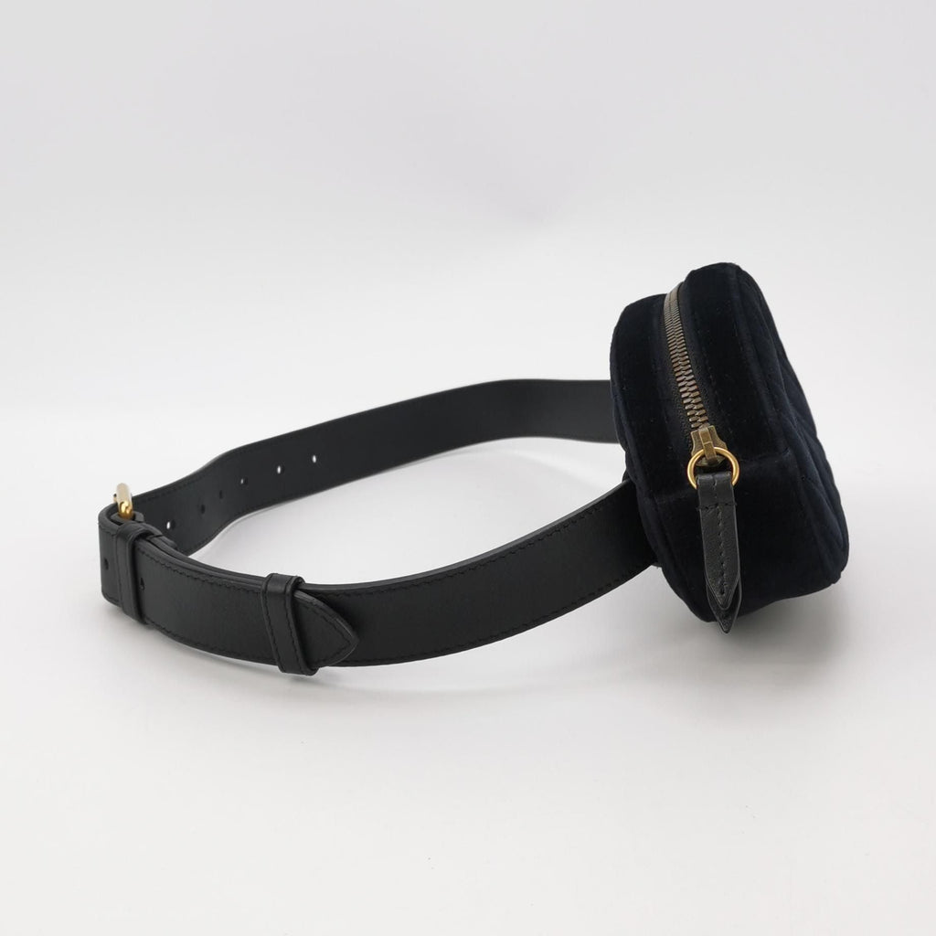 Gucci GG Marmont Small Leather and Suede V-stitched GG Logo Round Waist Bag Chest Bag 250305781091958