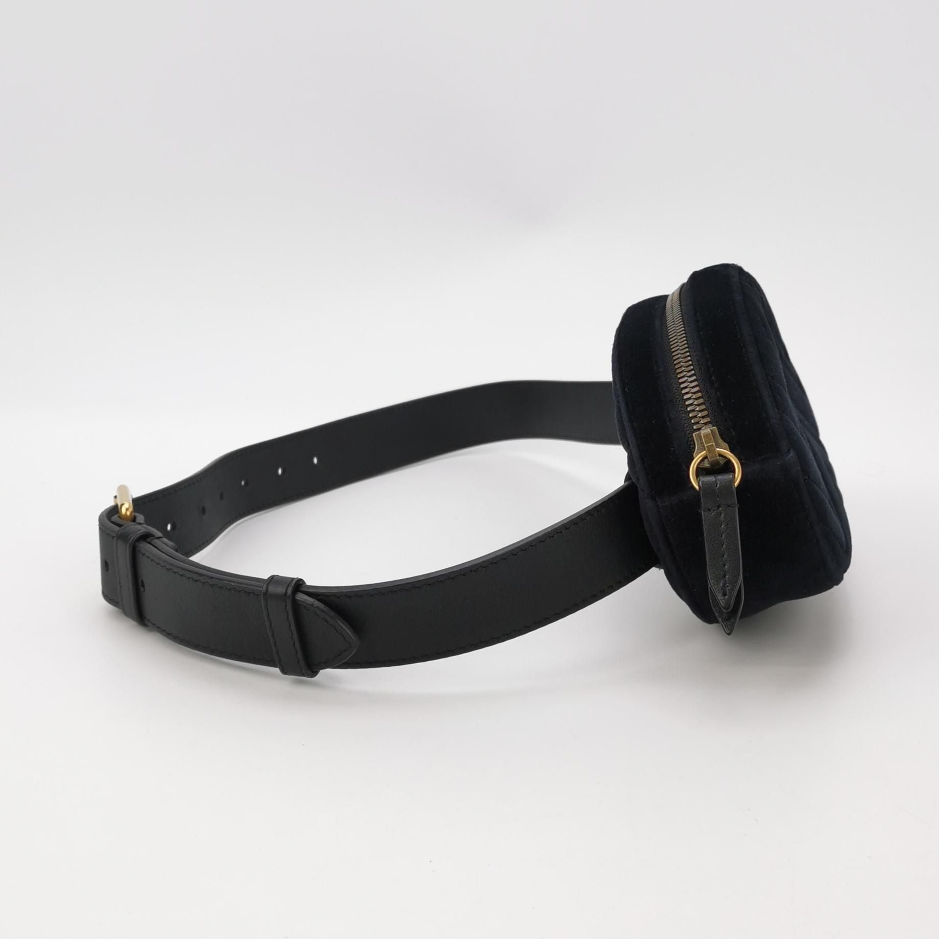 Gucci GG Marmont Small Leather and Suede V-stitched GG Logo Round Waist Bag Chest Bag 250305781091958