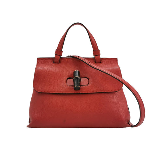 Gucci Daily Leather Bamboo Twist Lock Crossbody Bag 250302781087878